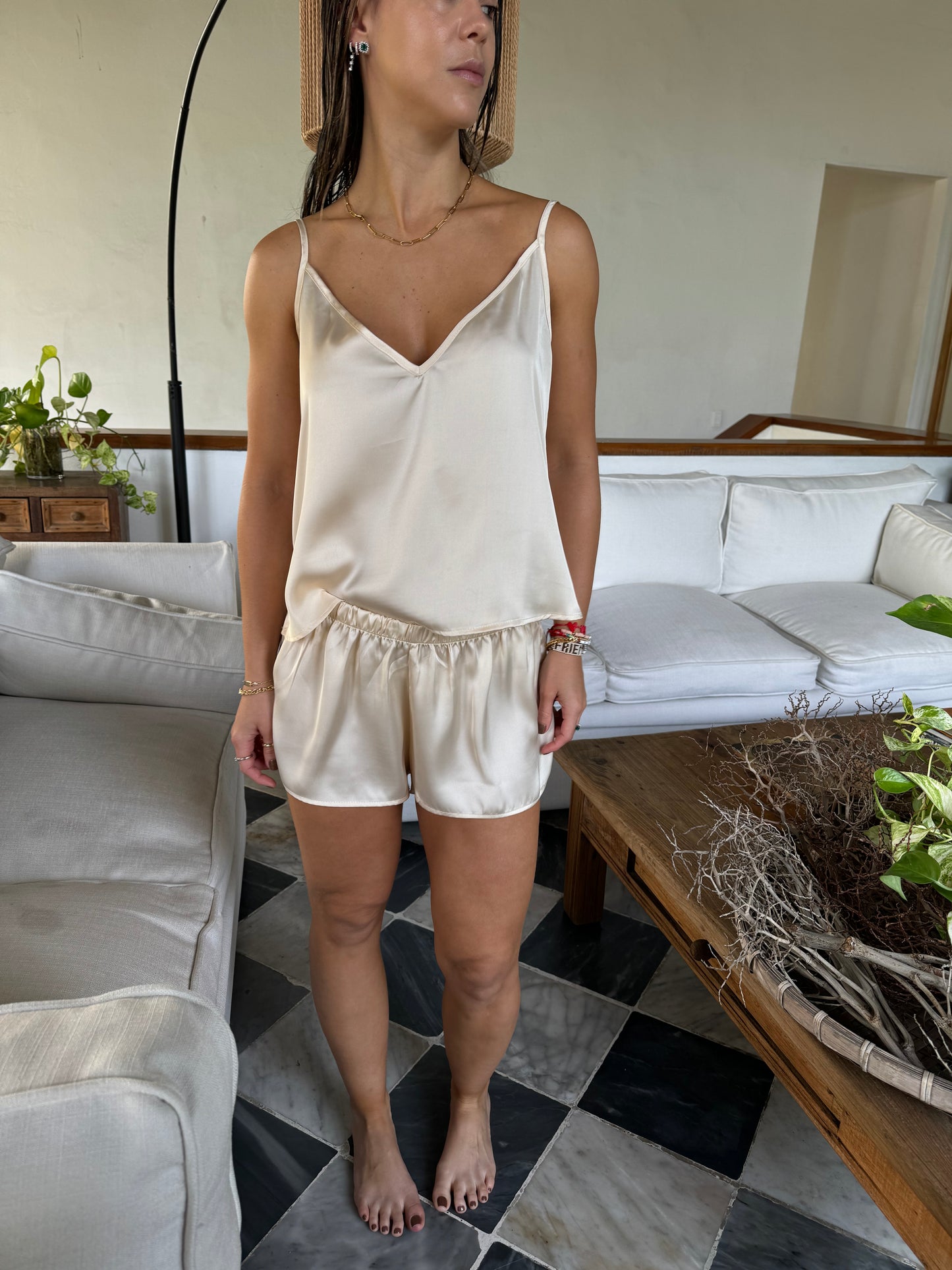 pijama set short satin seda