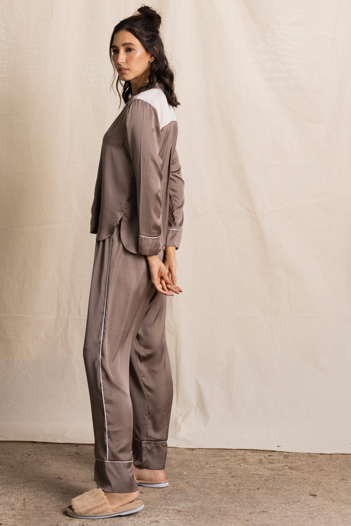 pijama satin pantalon seda