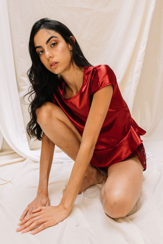 pijama short satin