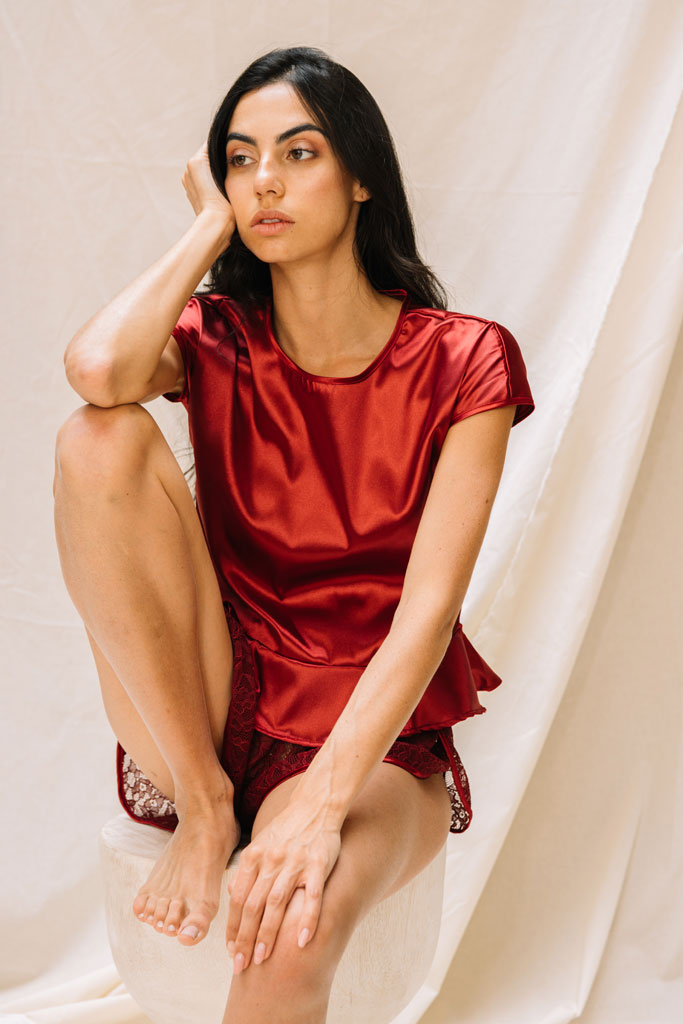 pijama short satin