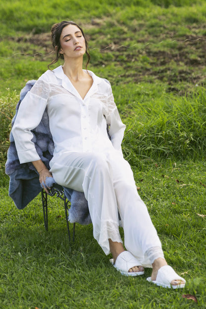 pijama pantalon y camisa satin botones