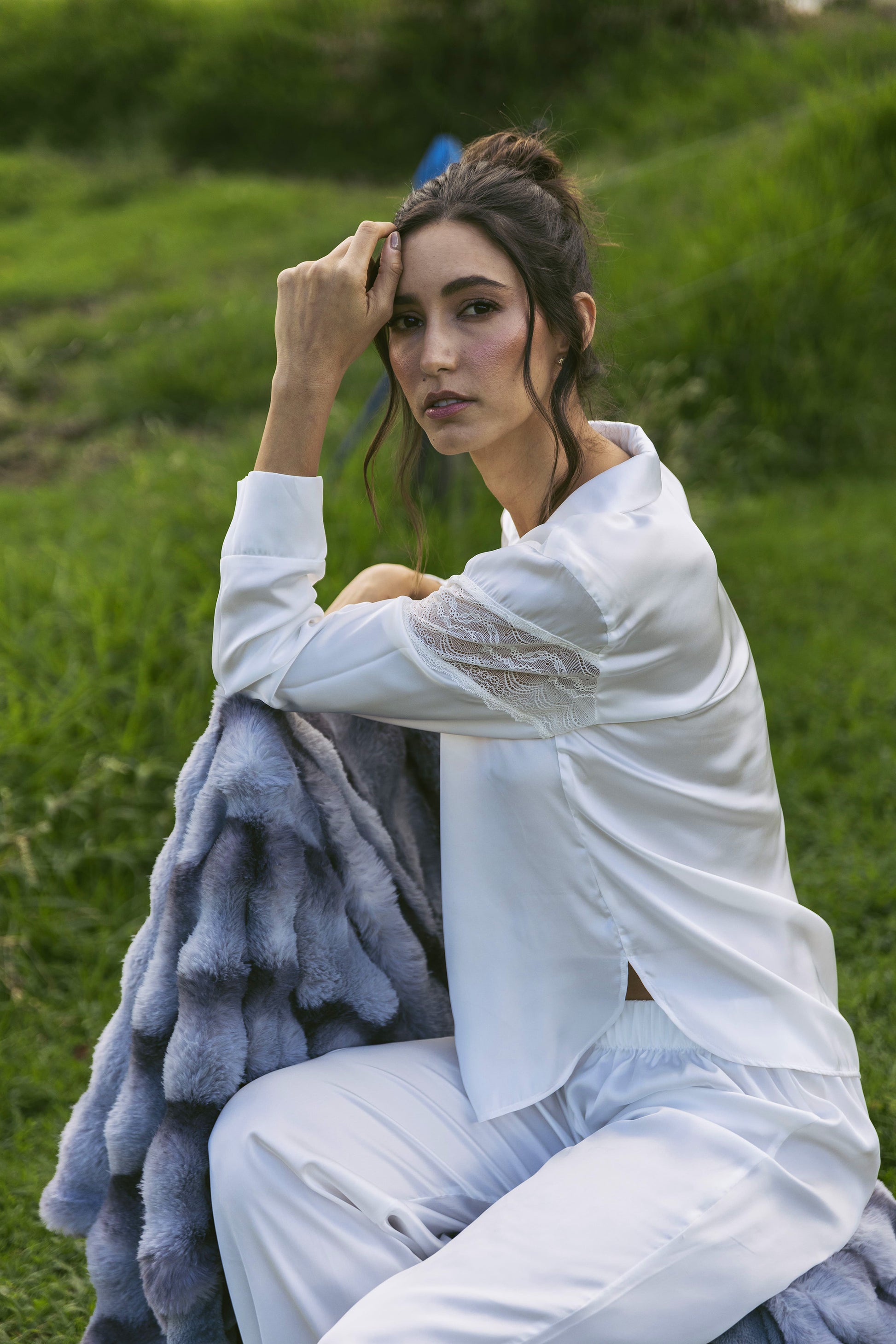 pijama pantalon y camisa satin botones