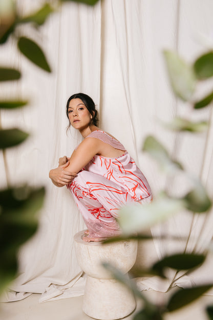 pijama satin pantalon